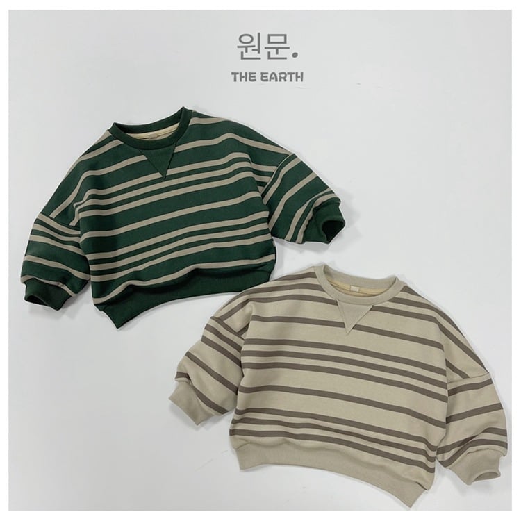 Pulover pentru copii, pe dungi, mâneci lungi, stil coreean de toamnă, guler rotund, top casual