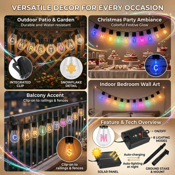 LED φώτα με γράμματα σε σειρά για εξωτερικούς χώρους, κρεμαστή λάμπα για αυλή και βεράντα, διακόσμηση σε ρετρό ευρωπαϊκό στυλ