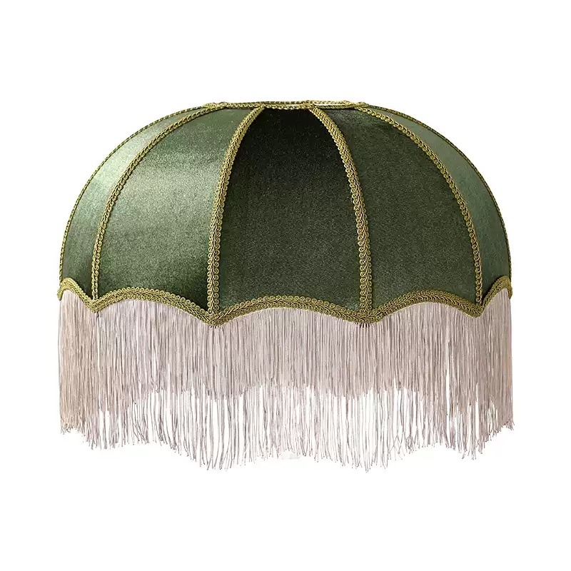 2026 Francúzske retro látkové tienidlo na lampu v tvare dáždnika so strapcami do jedálne a spálne, doplnok k stolovej lampe, viacfarebné