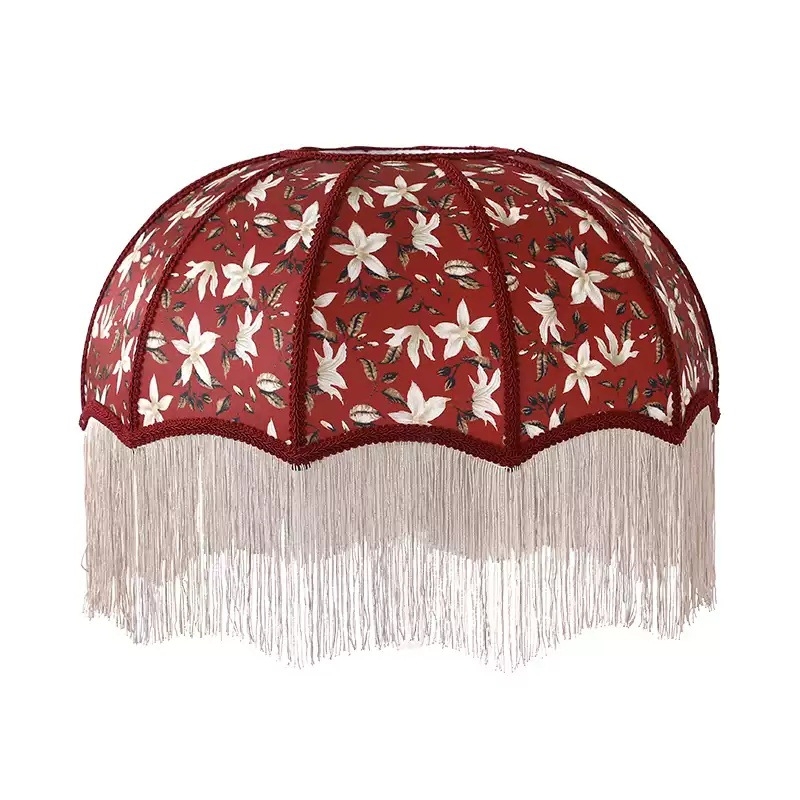 2026 Francúzske retro látkové tienidlo na lampu v tvare dáždnika so strapcami do jedálne a spálne, doplnok k stolovej lampe, viacfarebné