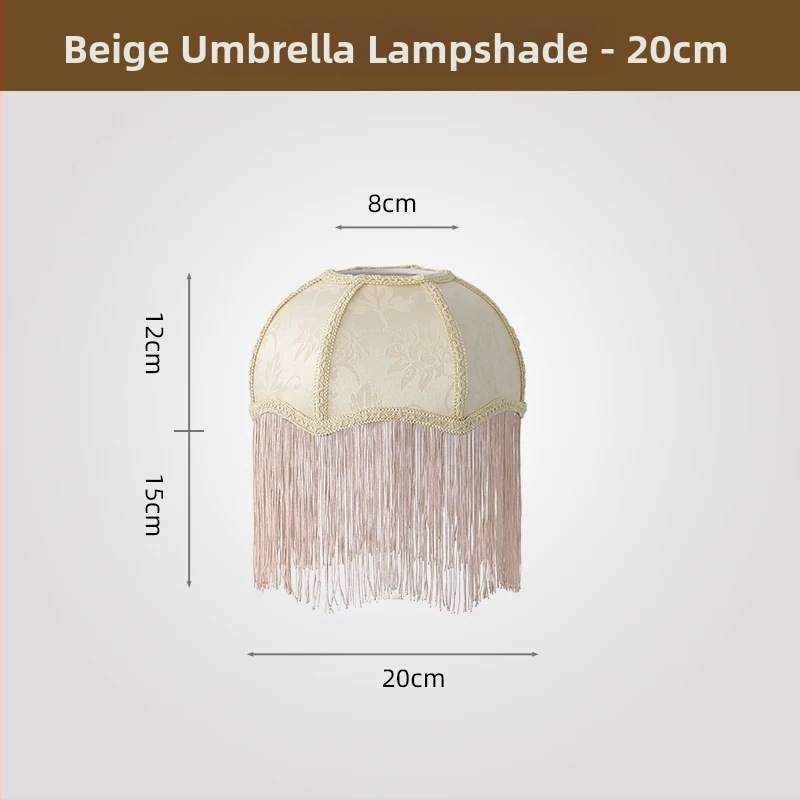 2026 Francúzske retro látkové tienidlo na lampu v tvare dáždnika so strapcami do jedálne a spálne, doplnok k stolovej lampe, viacfarebné