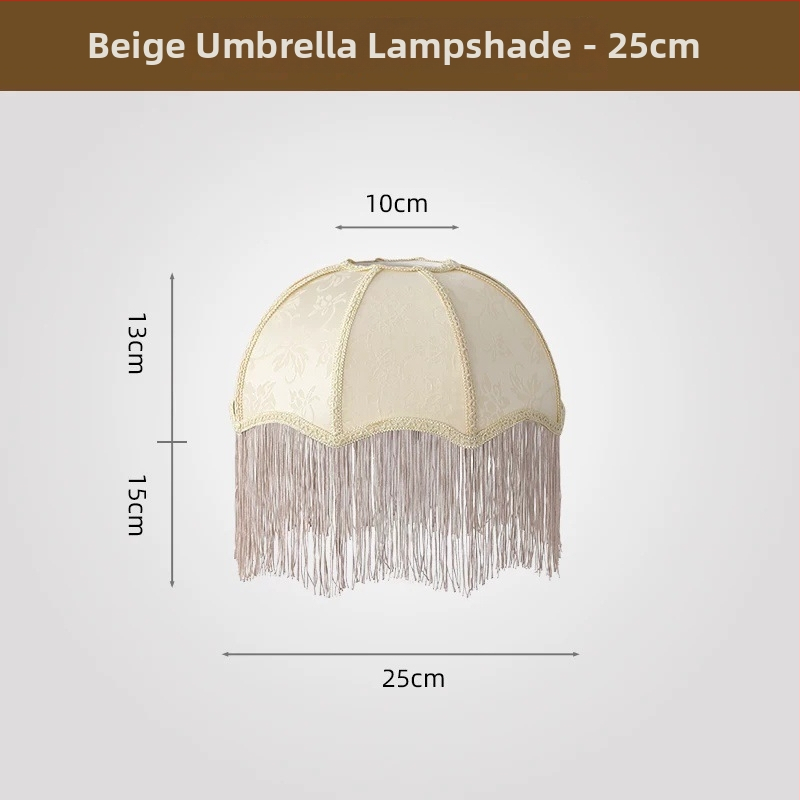 2026 Francúzske retro látkové tienidlo na lampu v tvare dáždnika so strapcami do jedálne a spálne, doplnok k stolovej lampe, viacfarebné