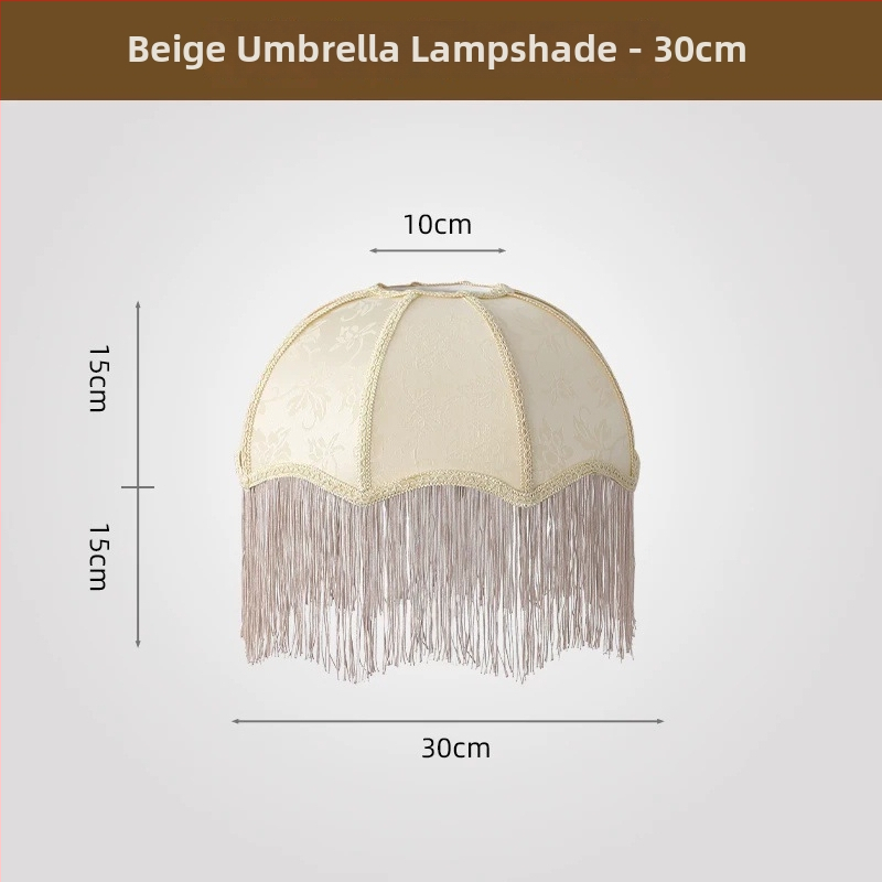 2026 Francúzske retro látkové tienidlo na lampu v tvare dáždnika so strapcami do jedálne a spálne, doplnok k stolovej lampe, viacfarebné