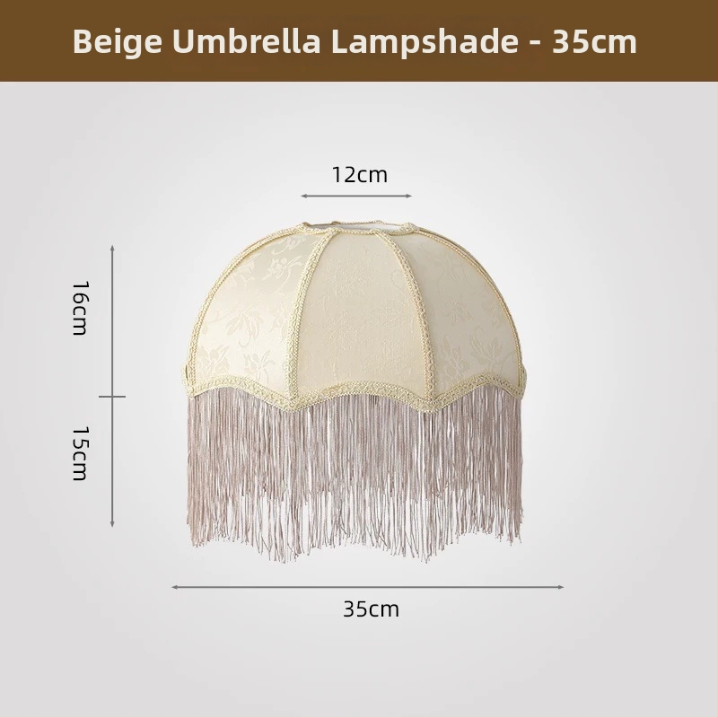 2026 Francúzske retro látkové tienidlo na lampu v tvare dáždnika so strapcami do jedálne a spálne, doplnok k stolovej lampe, viacfarebné