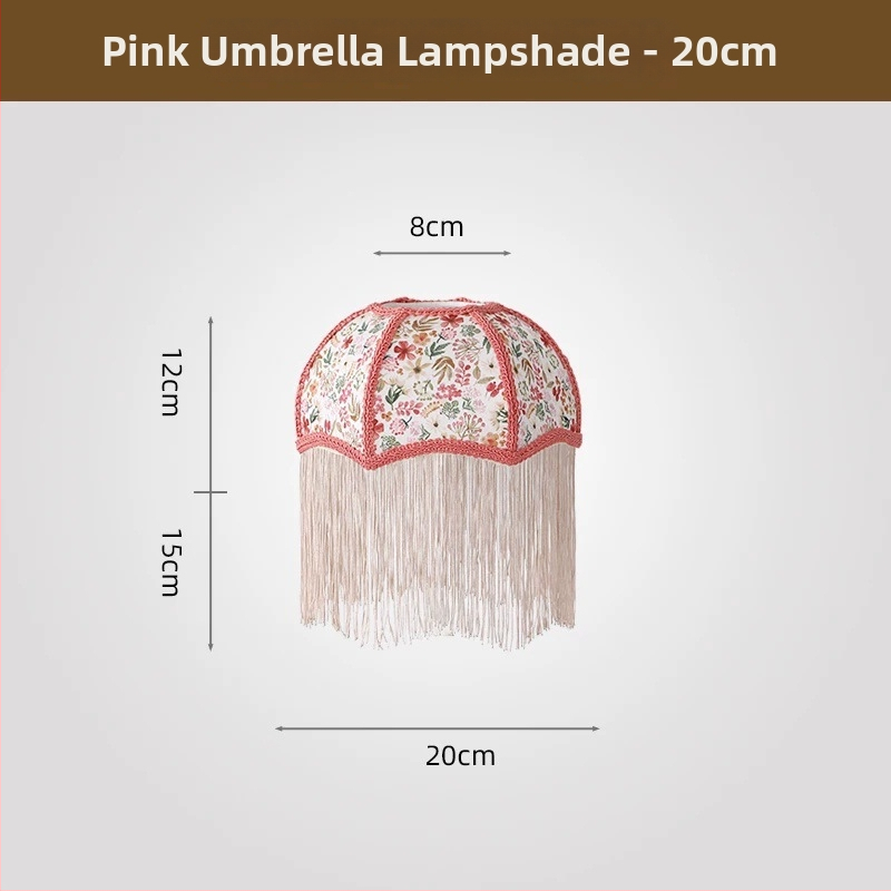 2026 Francúzske retro látkové tienidlo na lampu v tvare dáždnika so strapcami do jedálne a spálne, doplnok k stolovej lampe, viacfarebné