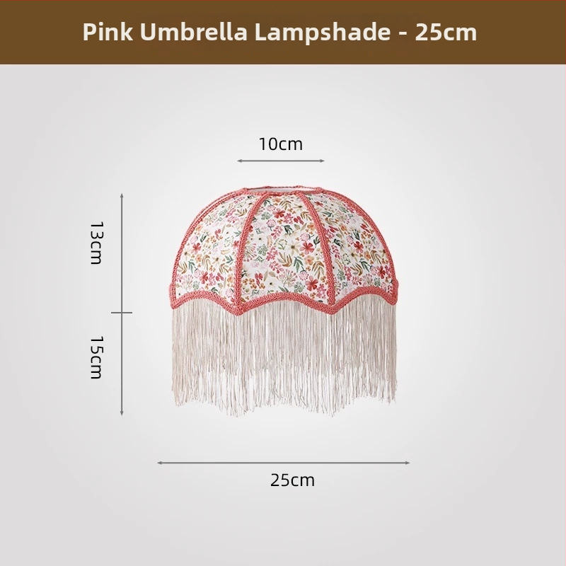 2026 Francúzske retro látkové tienidlo na lampu v tvare dáždnika so strapcami do jedálne a spálne, doplnok k stolovej lampe, viacfarebné