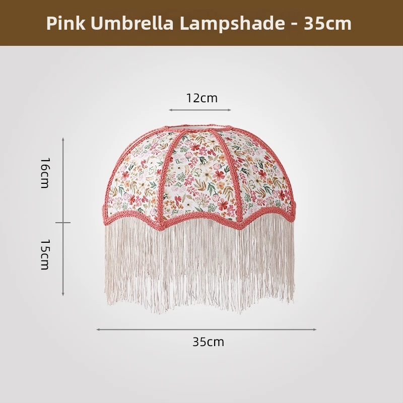 2026 Francúzske retro látkové tienidlo na lampu v tvare dáždnika so strapcami do jedálne a spálne, doplnok k stolovej lampe, viacfarebné