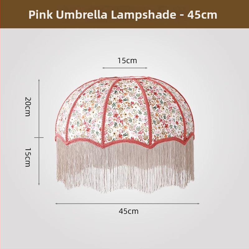 2026 Francúzske retro látkové tienidlo na lampu v tvare dáždnika so strapcami do jedálne a spálne, doplnok k stolovej lampe, viacfarebné
