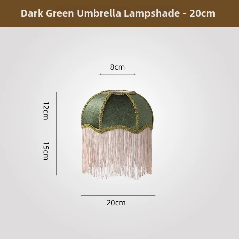 2026 Francúzske retro látkové tienidlo na lampu v tvare dáždnika so strapcami do jedálne a spálne, doplnok k stolovej lampe, viacfarebné