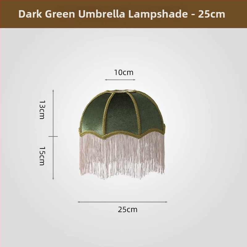 2026 Francúzske retro látkové tienidlo na lampu v tvare dáždnika so strapcami do jedálne a spálne, doplnok k stolovej lampe, viacfarebné
