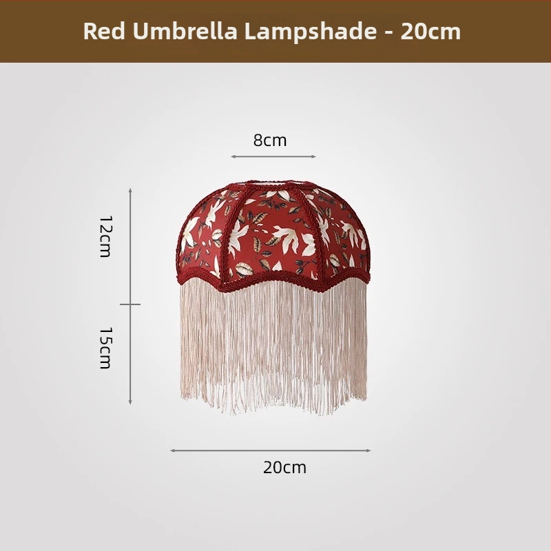 2026 Francúzske retro látkové tienidlo na lampu v tvare dáždnika so strapcami do jedálne a spálne, doplnok k stolovej lampe, viacfarebné