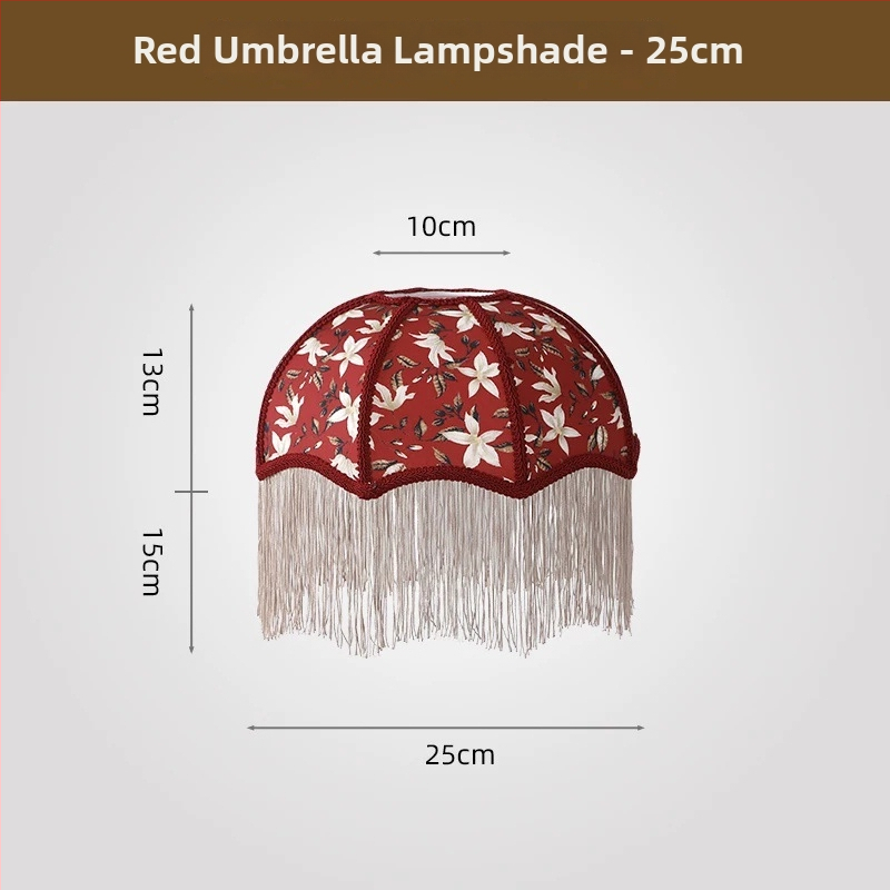 2026 Francúzske retro látkové tienidlo na lampu v tvare dáždnika so strapcami do jedálne a spálne, doplnok k stolovej lampe, viacfarebné