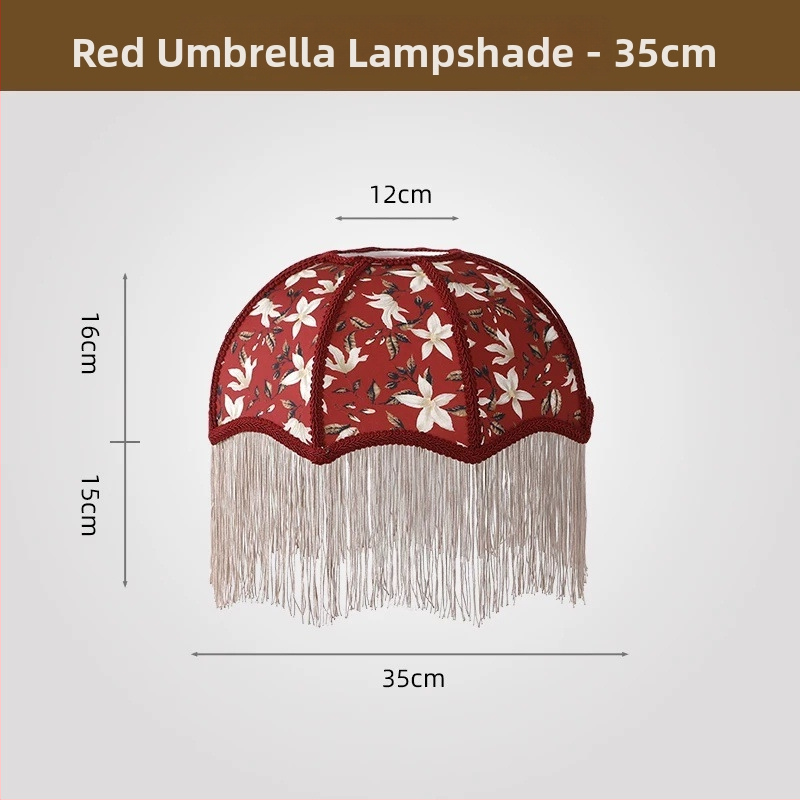 2026 Francúzske retro látkové tienidlo na lampu v tvare dáždnika so strapcami do jedálne a spálne, doplnok k stolovej lampe, viacfarebné