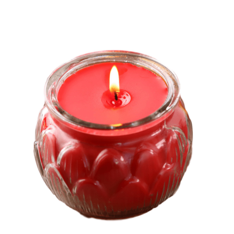 Sklenená okrúhla lampa na obety Budhu, lampa s lotosovým ghí, bez dymu, 24-hodinové svetlo
