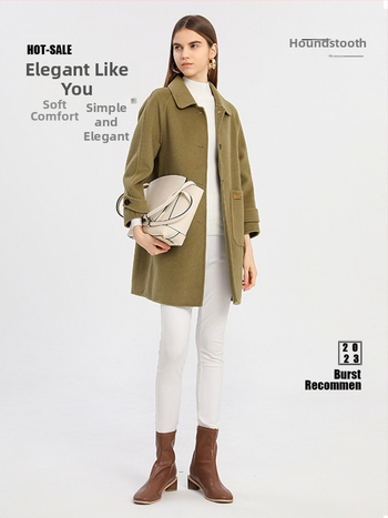 Νέο γυναικείο παλτό για την άνοιξη 2023 από μαλλί, μεσαίου μήκους, κομψό για μικρό ανάστημα