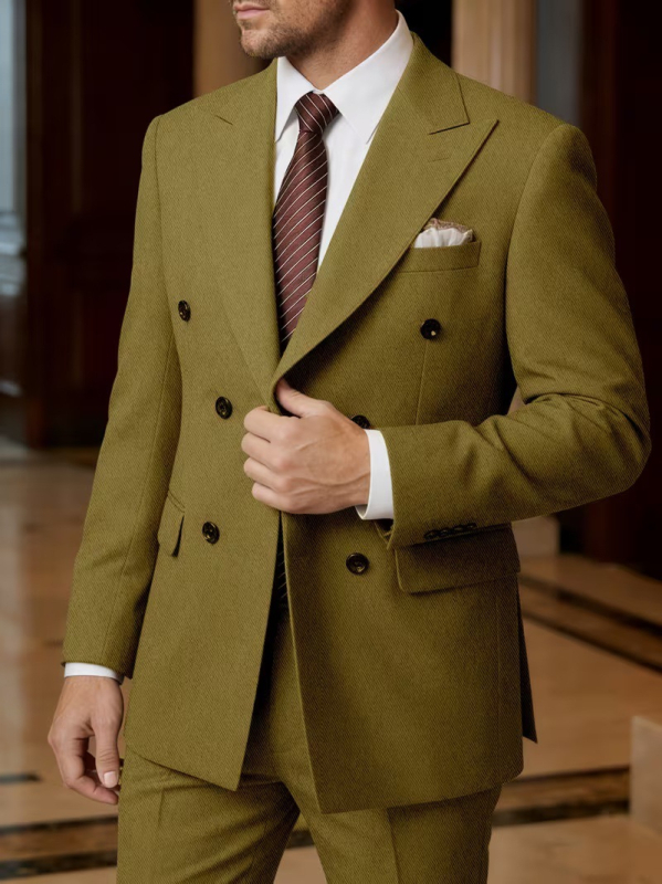 Ανδρικό κοστούμι Slim-Fit με διπλό κουμπί, 2 τεμάχια, σκηνικό και επιχειρηματικό ντύσιμο