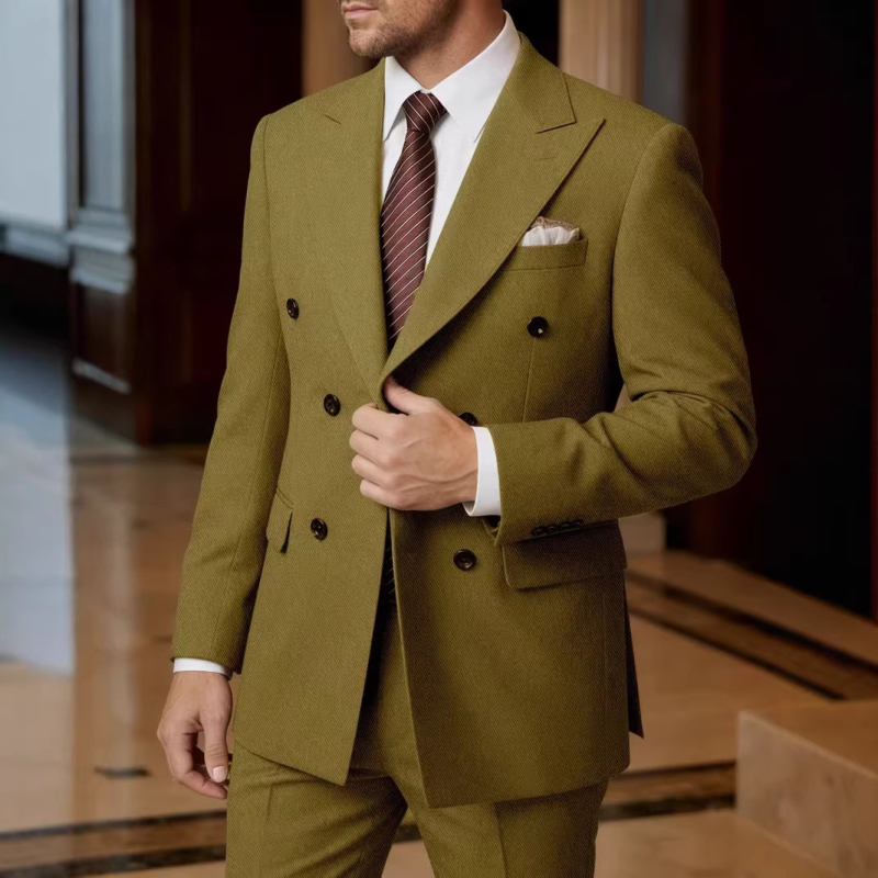 Ανδρικό κοστούμι Slim-Fit με διπλό κουμπί, 2 τεμάχια, σκηνικό και επιχειρηματικό ντύσιμο
