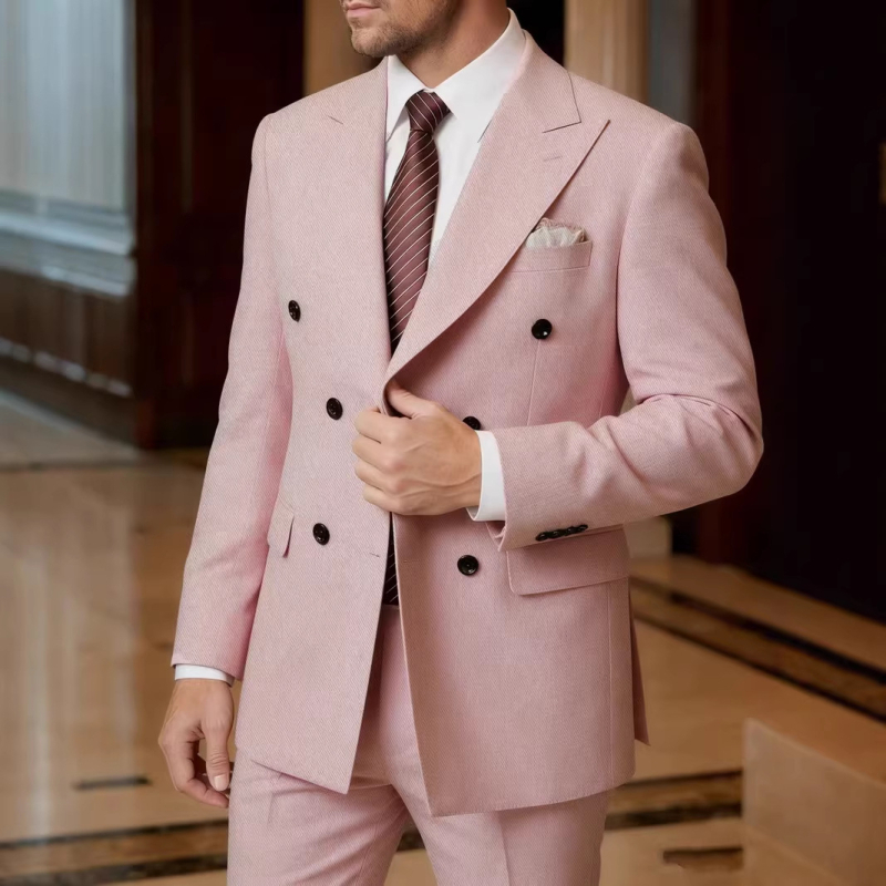 Ανδρικό κοστούμι Slim-Fit με διπλό κουμπί, 2 τεμάχια, σκηνικό και επιχειρηματικό ντύσιμο