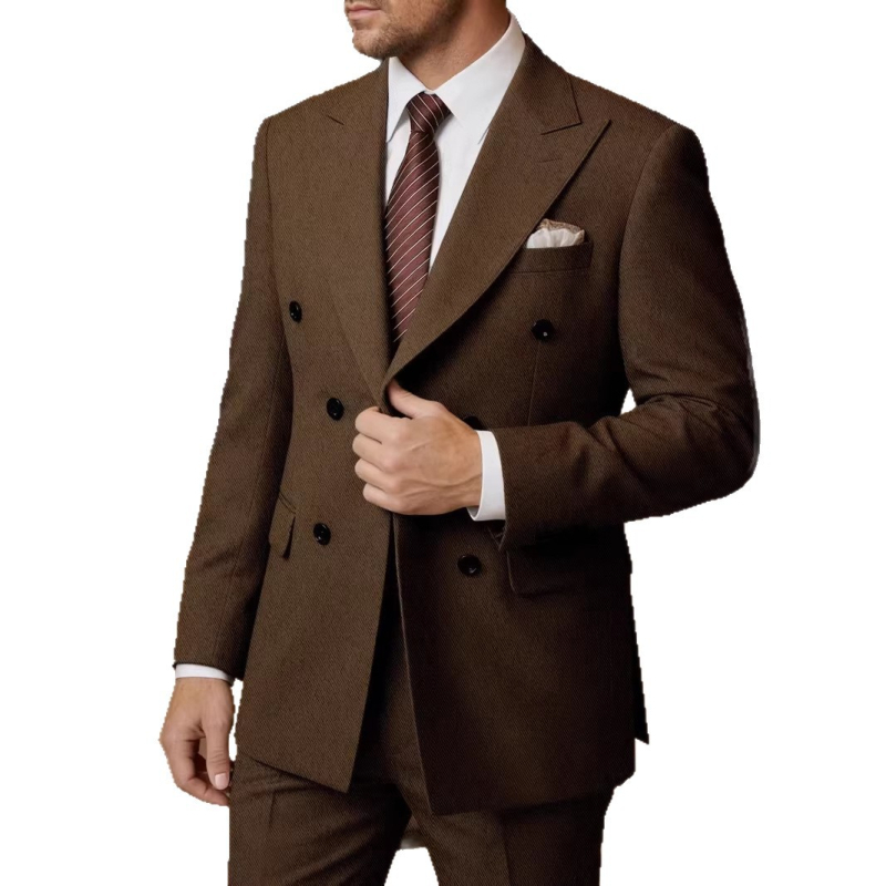 Ανδρικό κοστούμι Slim-Fit με διπλό κουμπί, 2 τεμάχια, σκηνικό και επιχειρηματικό ντύσιμο