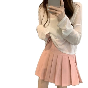 Fehér ice silk cropped UV-védett felső hosszú ujjú, kerek nyakú, könnyű nyári top