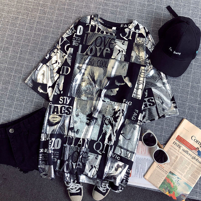 2026 nyári új stílusú CEC rövid ujjú női póló, hip-hop Harajuku stílus, lazább szabású BF felső