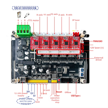GRBL-vezérlőlap CNC gravírozógéphez, négytengelyes CNC, támogatja a PCB-t 42/57, 32‑bites vezérlő