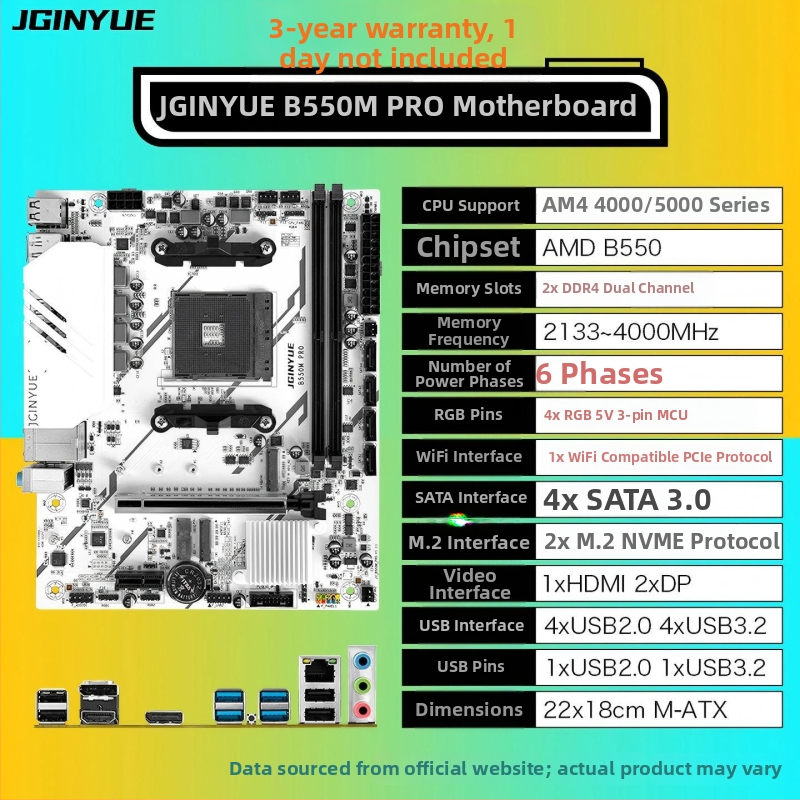 Jingyue B550M Pro alaplap AM4 Ryzen 5 5600/5600GT DDR4 asztali számítógépekhez