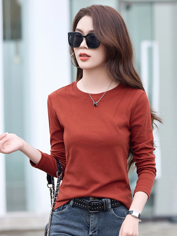 52072 Női hosszú ujjú T-shirt tavaszi–őszi–téli szezonra, karcsúsított szabású alapdarab felső
