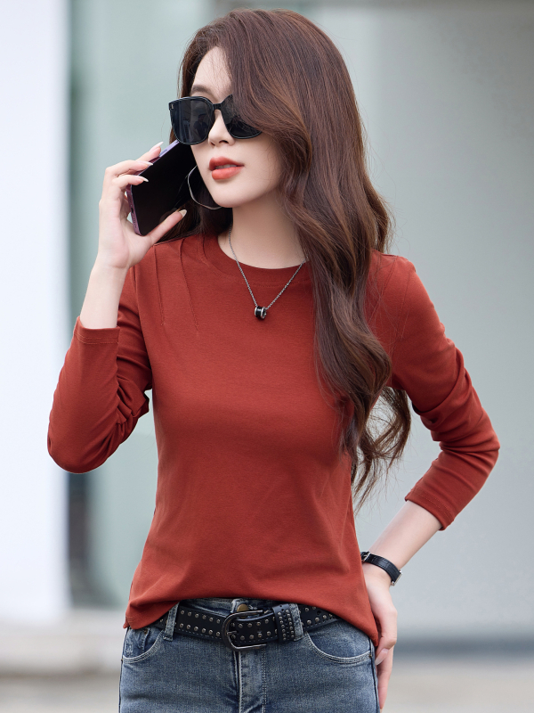 52072 Női hosszú ujjú T-shirt tavaszi–őszi–téli szezonra, karcsúsított szabású alapdarab felső