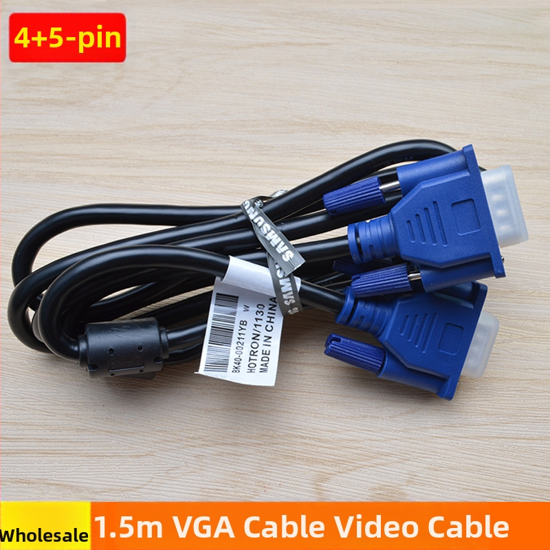 VGA kábel 4+5, 1,5 m, 1080P video kábel s vysokým rozlíšením pre pripojenie PC monitora k TV alebo projektoru