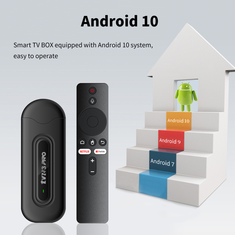 Tv3Pro Android 10 cutie TV, player media 4K, Wi‑Fi dual-band, Bluetooth, 2GB RAM, 16GB ROM