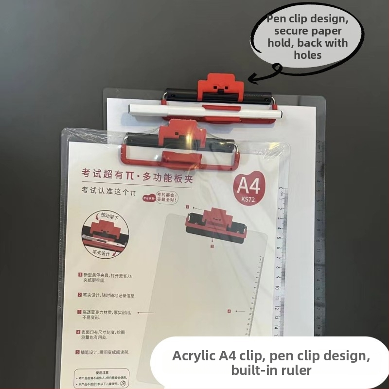 Priehľadná plastová schránka A4 s klipom na dokumenty a skúškové testy