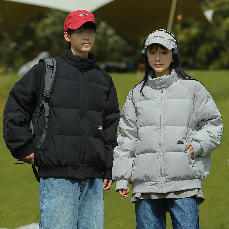 Női rövid pamutöltött kabát koreai stílusban, állas gallérral, baseball-stílusú dizájn, őszi-téli 2024