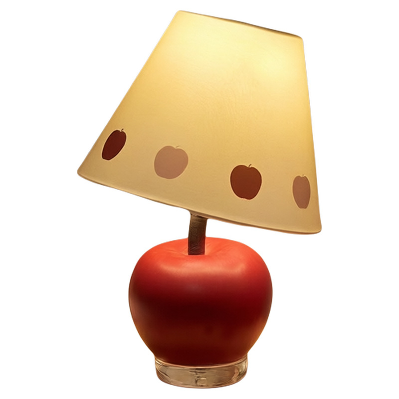 Nočná lampa v krémovej farbe v tvare jablka do spálne, roztomilé a kreatívne nočné svetlo.