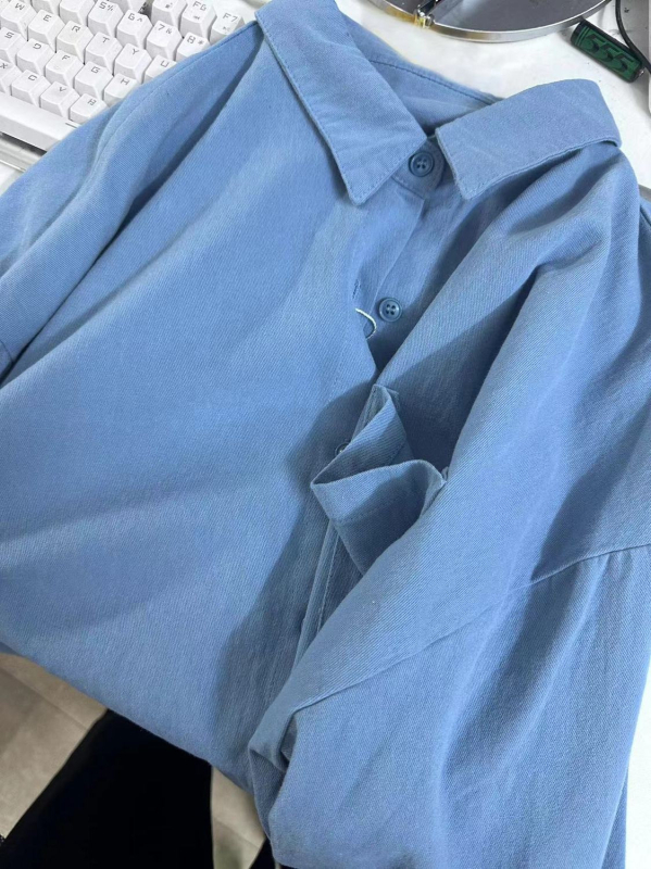 Könnyű luxus pamutból készült ing, klasszikus vállal, nyár 2024, vékony, laza szabás, hosszú ujjú külső viseletre