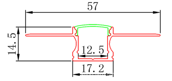 Xianghui 5714 LED lineáris világítótest burkolat, alumínium csatorna szekrényekhez, anodizált 6063-T5 alumínium, modell XH-190A, dekoratív profil