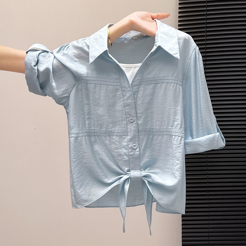 Női hosszú ujjú patchwork blúz, látszólag két részből álló, kardigán-stílusú felső, elegáns és fiatalos