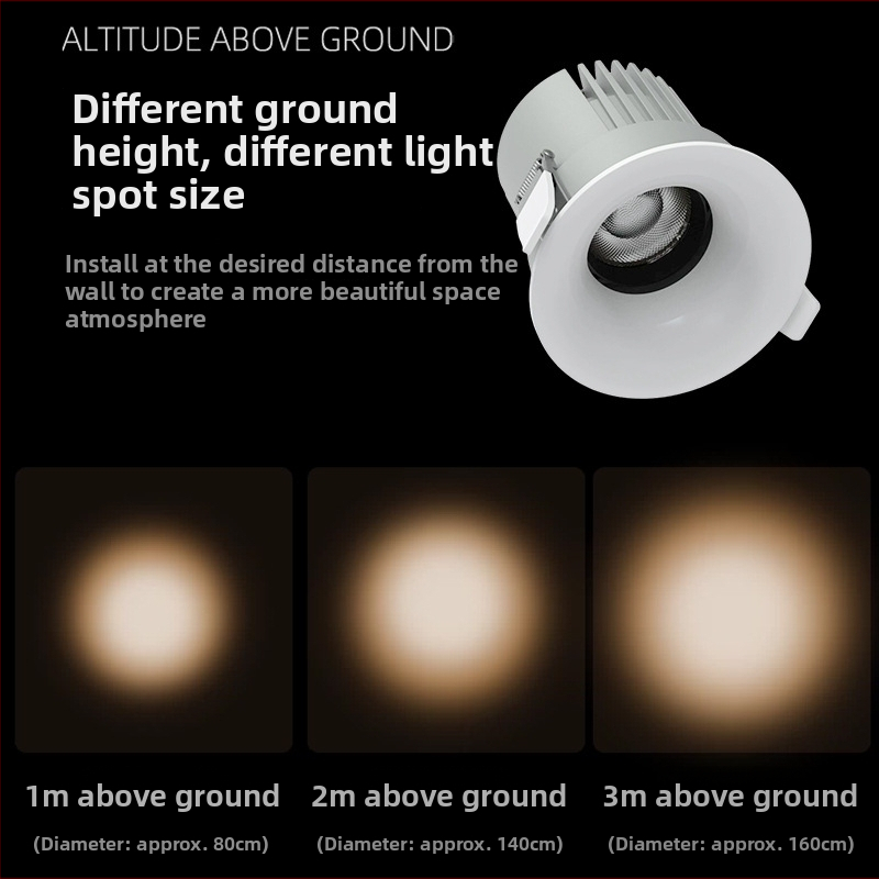 LED ενσωματωμένος προβολέας για ξενοδοχεία, εμπορική και οικιακή χρήση, αντιθάμπωμα φωτισμός φόντου τοίχου, αλουμινένιο σώμα, 9W, 3000-6000K