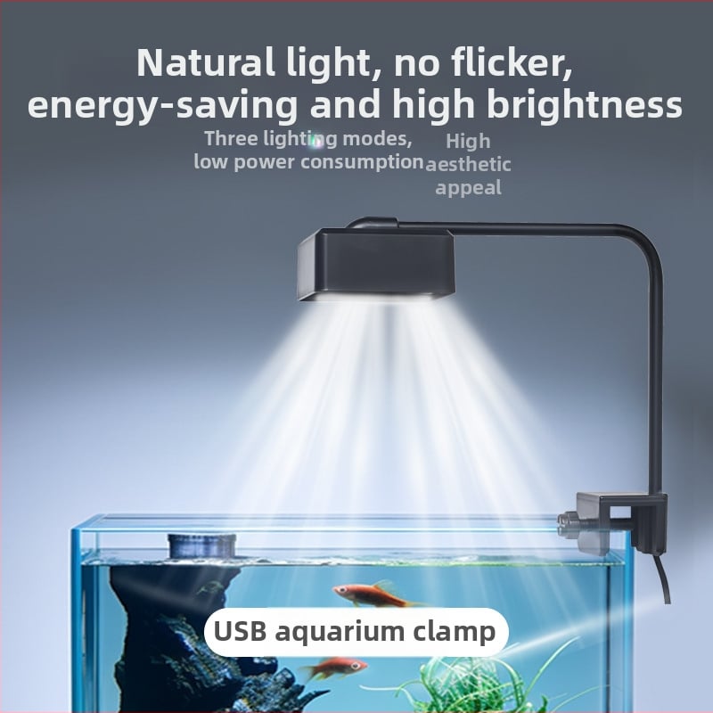 LED квадратна лампа за аквариум – осветление с пълен спектър за водни растения, декоративно осветление, USB лампа против водорасли