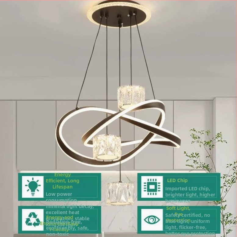 Skandináv Minimalista lineáris csillár LED-del, alumínium test, akril árnyékolóval, nappali és étkező számára