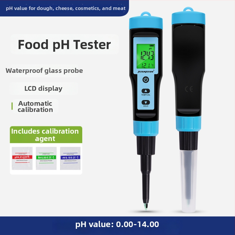 Prenosný digitálny pH meter na cesto, jogurt a syr, detektor kyslosti potravín a tester pH pokožky