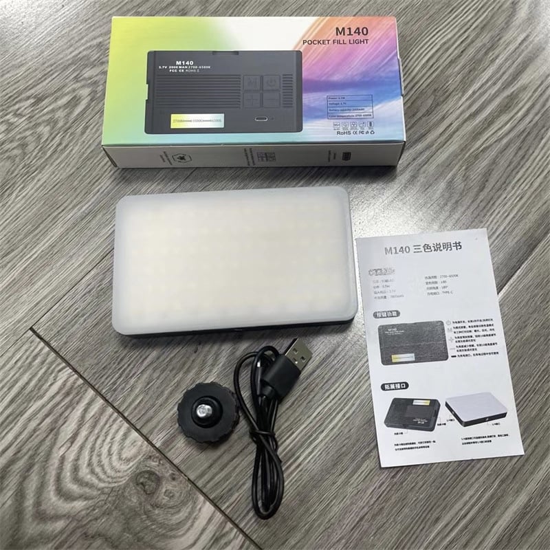 Επαναφορτιζόμενος RGB LED φωτισμός M140 για κάμερα – φορητό φως φωτογραφιών με τρεις θερμοκρασίες χρώματος