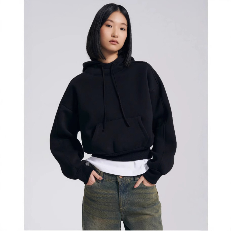 Női sötét gothikus Harajuku crop kapucnis pulóver, laza szabás, hosszú ujjú