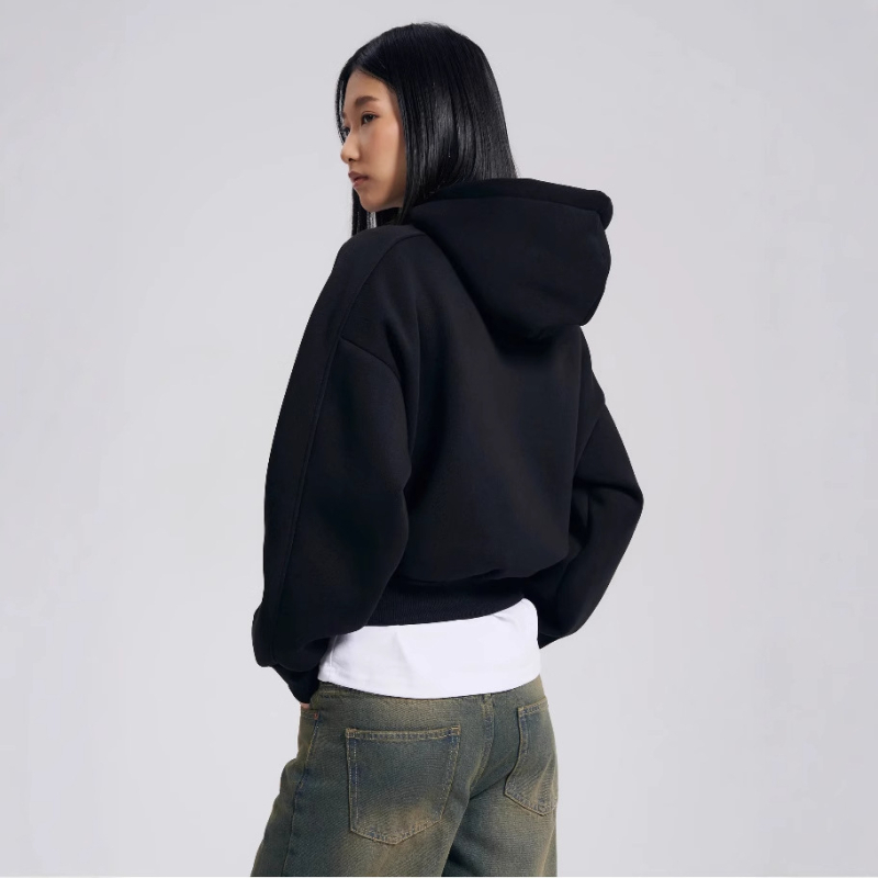 Női sötét gothikus Harajuku crop kapucnis pulóver, laza szabás, hosszú ujjú