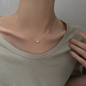 Rövid gyöngyös bambusz lánc 925-ös ezüstből, elegáns és minimalist