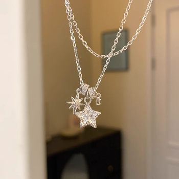 Női rézből készült kalapácsolt csillag nyaklánc, elegáns és minimalist, kulcscsont-nyaklánc