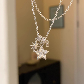Női rézből készült kalapácsolt csillag nyaklánc, elegáns és minimalist, kulcscsont-nyaklánc