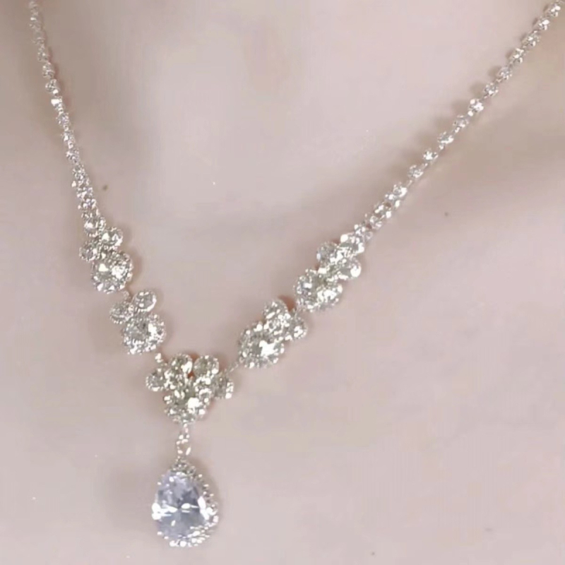 Női lilás vízcsepp zircon nyaklánc, könnyed luxus, virágos dizájn, elegáns, kiváló minőség, kulcscsont alatti lánc