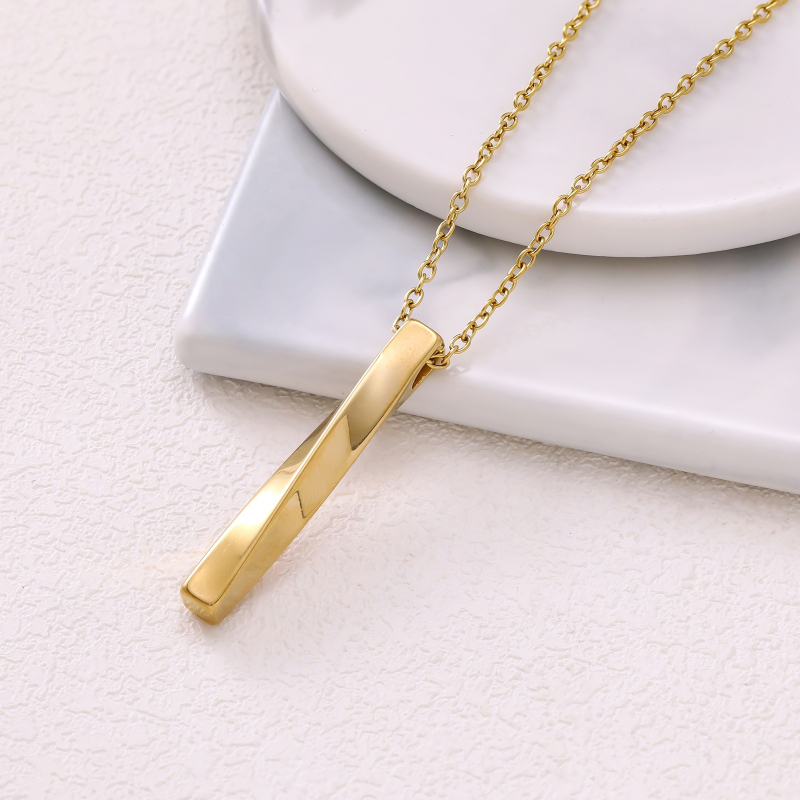 Aranyszínű minimalist titanium acél nyaklánc nőknek geometriai medállal, könnyed, elegáns mindennapi viselethez