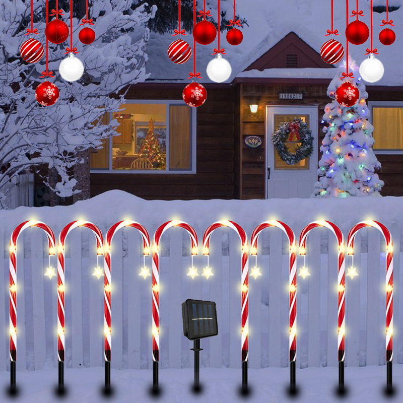 Napelemes karácsonyi pálca – kültéri, vízálló díszítő lámpa a füves területre